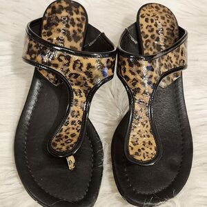 Donald J. Pliner Black and Brown Sandals with Animal Print